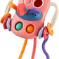 Bottle-Shaped Montessori Teether Toy for Toddlers – Sensory Learning Activity with Pull Strings, Beads, Gears & Teether Accessories Early Development Toy 3M+ (TOY-002-Pink)