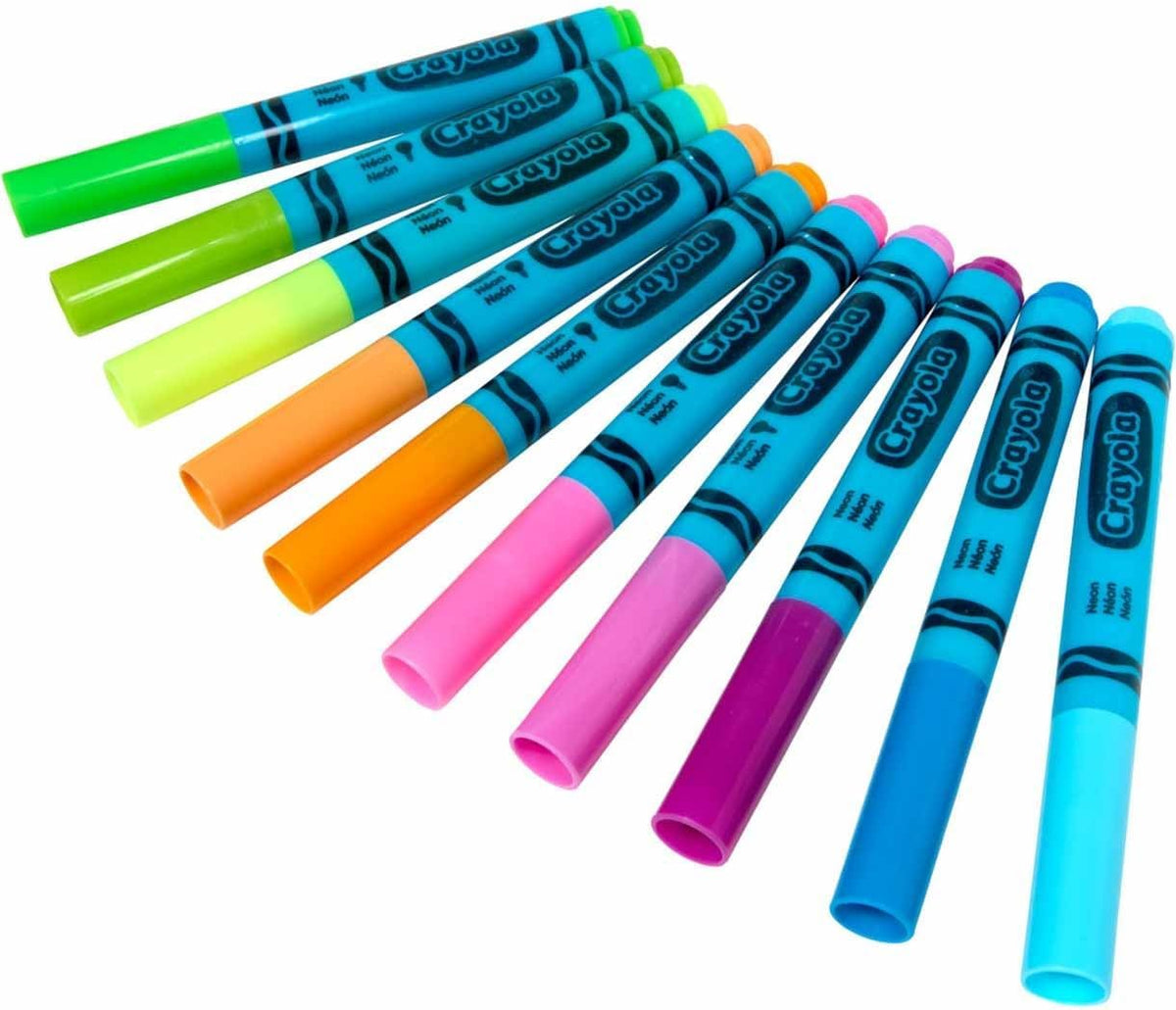 Crayola Neon Washable Markers, Broad Line, 10 Count