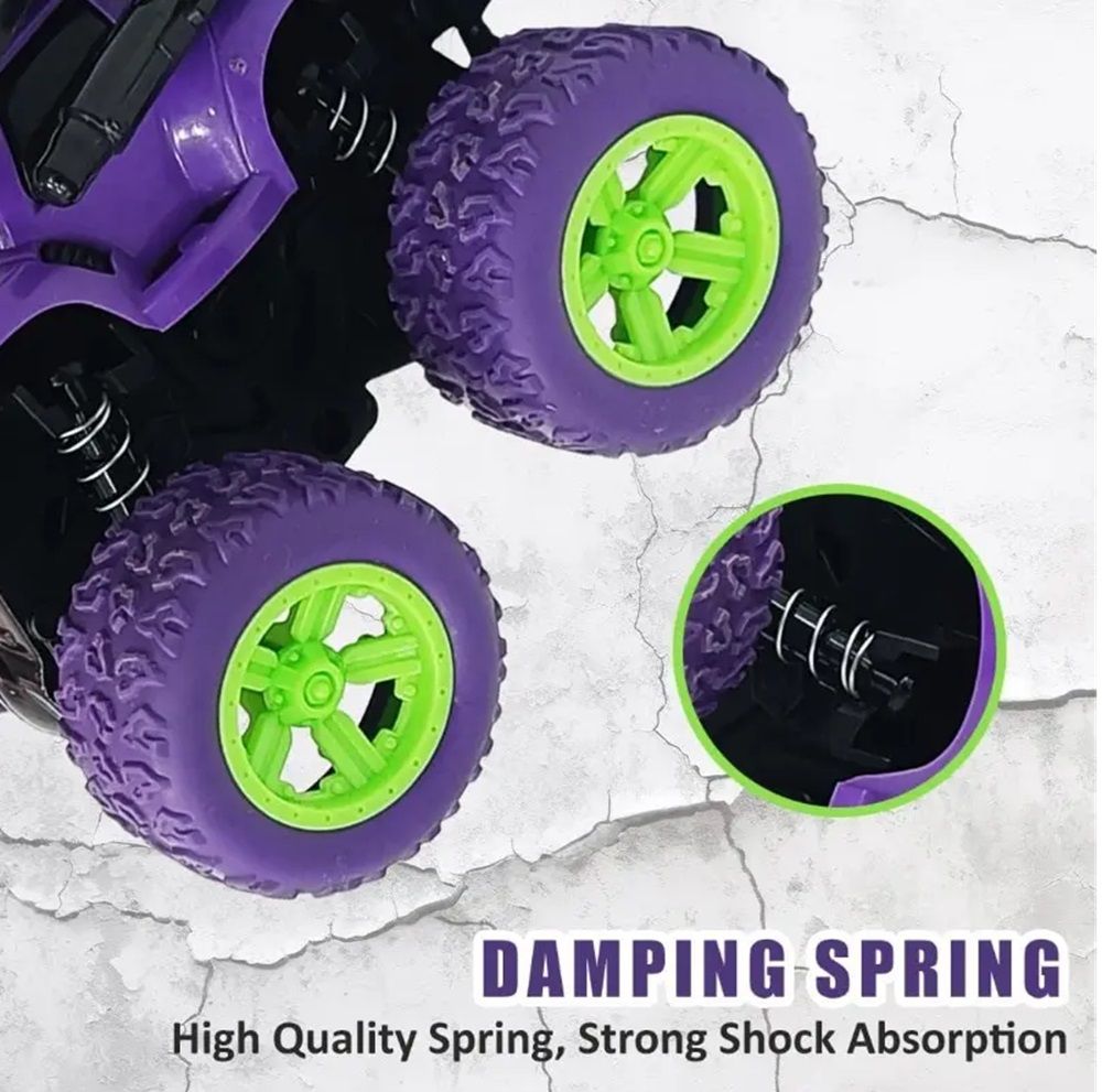 D-Power - Friction Inertia Off-Road Car - Purple | Roll Over Stunt Car, No Batteries, Perfect Kids Gift | 3+