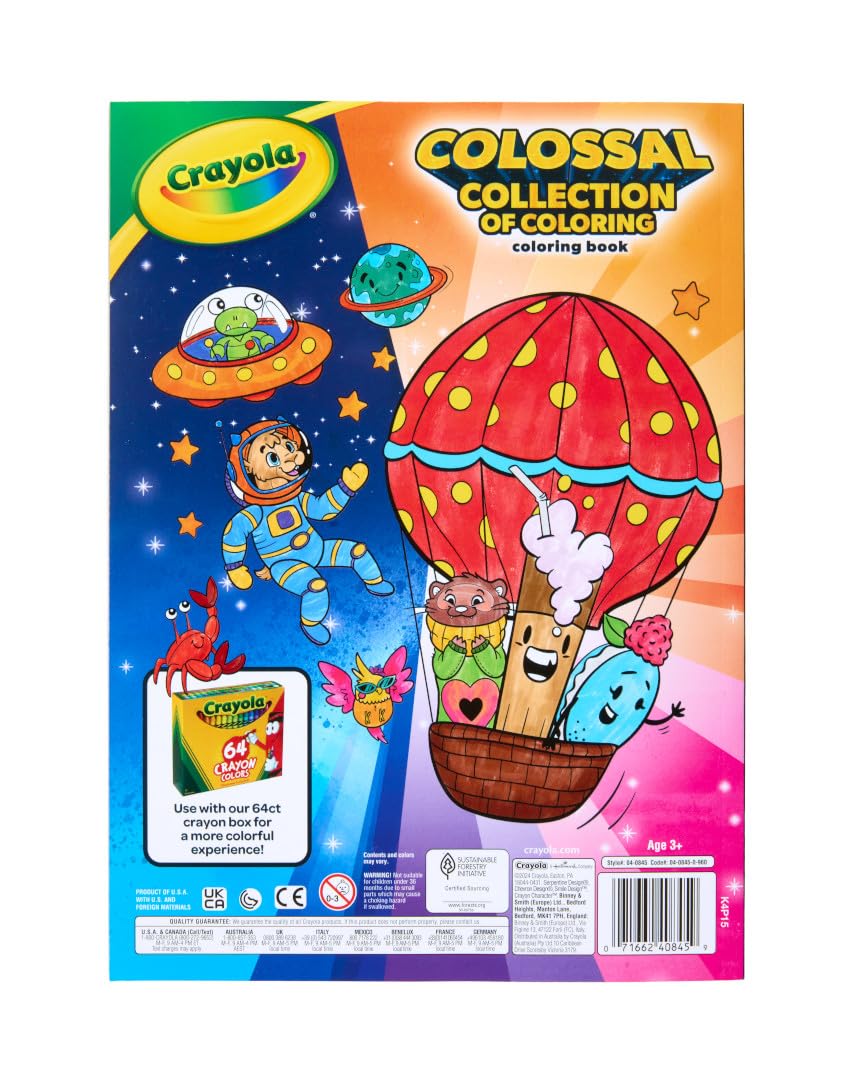 Crayola Colossal Collection of Coloring, 288 Coloring Book Pages, 2 Sticker Sheets, Coloring Book for Kids, Travel Activity