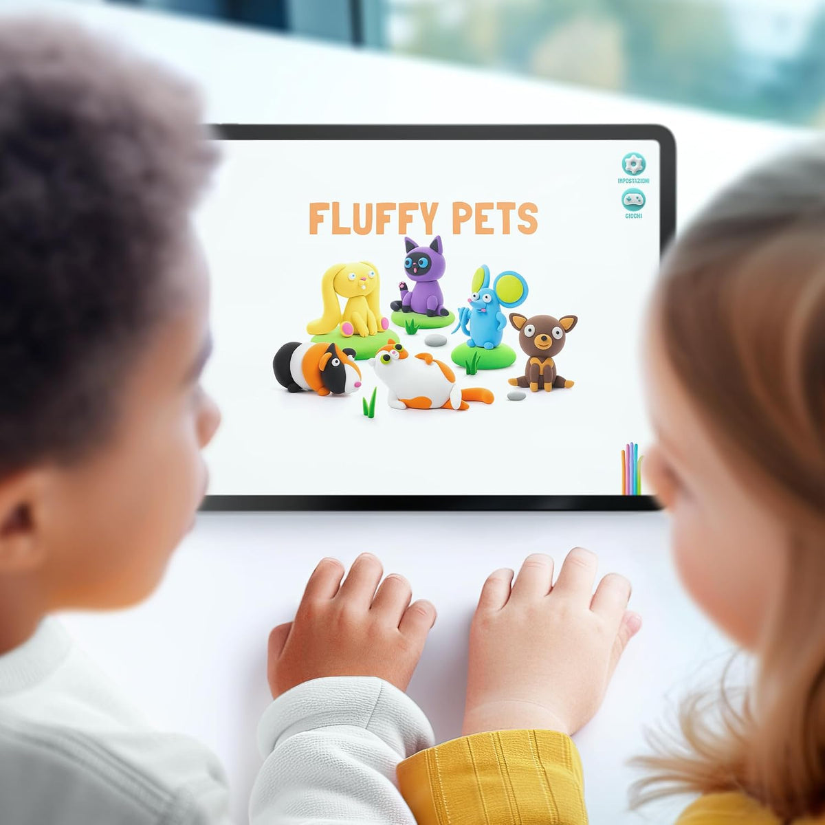 Hey Clay - FLUFFY PETS Colourful modelling air-dry clay, 15 cans with fun interactive app for kids 3 years +