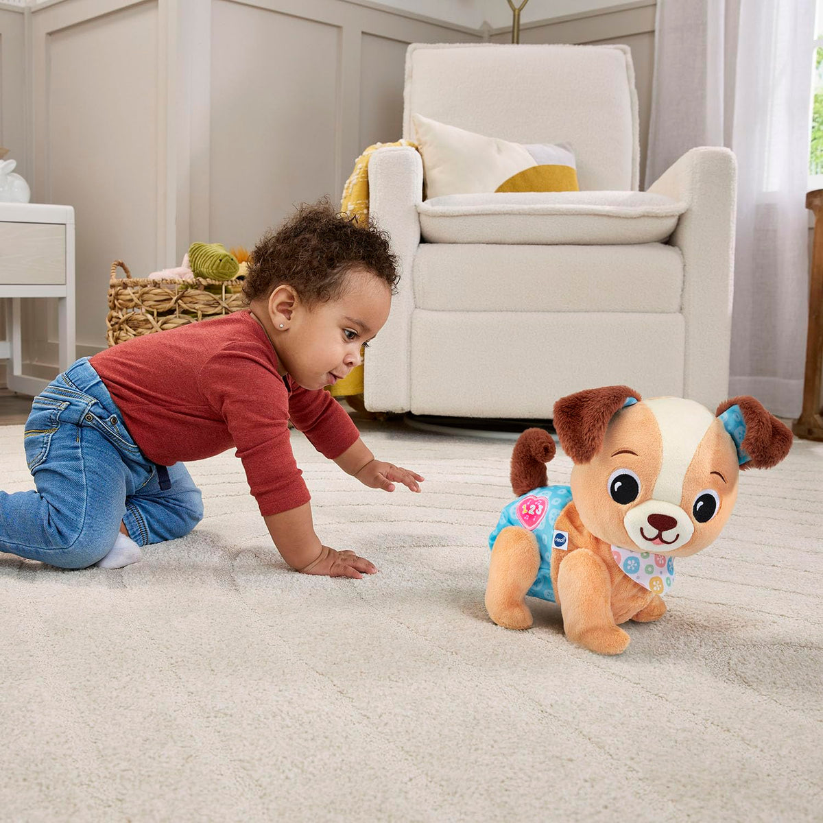 VTech Walking & Singing Plush Puppy Toy with Light-Up Button for Babies (6+ Months)