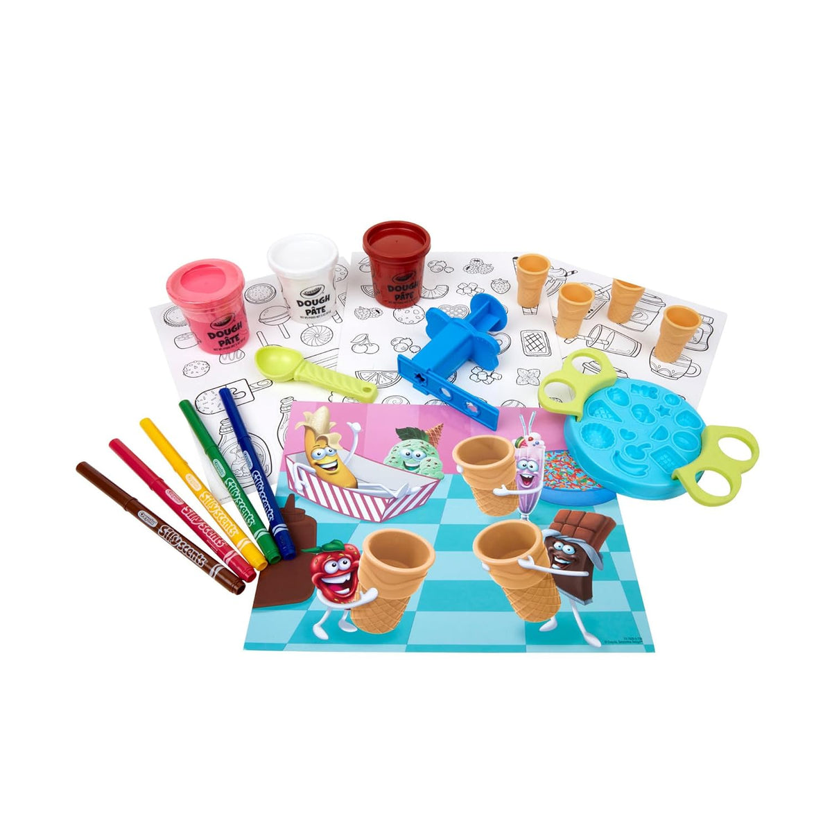 Crayola Silly Scents Ice Cream Parlor Play Set – DIY Scented Dough & Craft Kit with 17 Molds, Scooper, Cones, Scented Markers & Play Mat | Non-Toxic Creative Toy for Kids Ages 4+