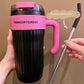Insulated Tumbler with Handle and Straw Lid, Stainless Steel Coffee Mug Portable Coffee Tumbler Leak-Proof Coffee Cup Travel Mug Hot and Cold BPA-Free Fit in Car Cup Holder 860ml (Black)