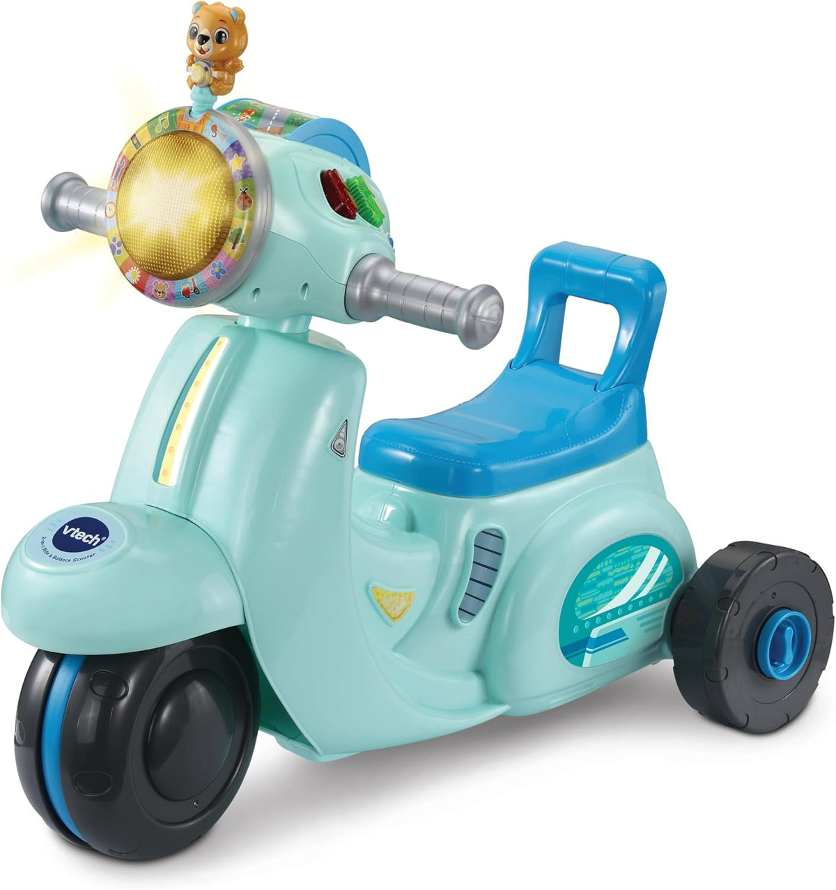 Vtech - 2-IN-1 Ride & Balance Scooter - Multicolour | Easily transforms from trike to balance bike. Interactive headlights and roller maps | Suitable ages 12m + up