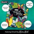 Crayola Tropical Garden Coloring Book – 40 Premium Pages for Adults & Older Kids | Detailed Nature Designs, Perforated Sheets, Ideal with Colored Pencils