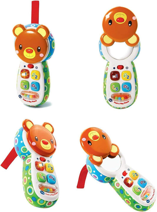 Vtech - Peek-A-Boo Musical Phone - Multicolour | Colourful phone features 4 press buttons introducing feelings, numbers, colours, and first words.| suitable ages 3+ up