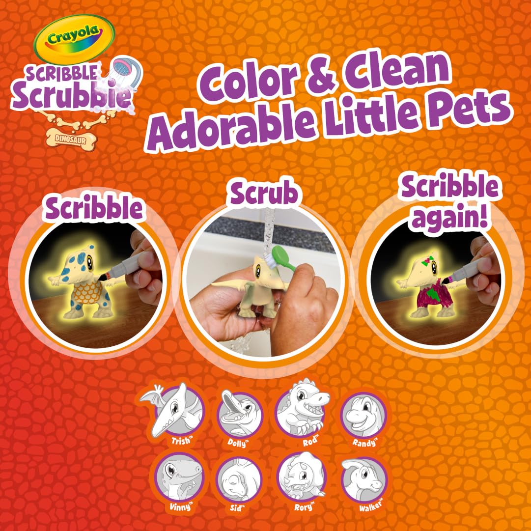 Crayola Scribble Scrubbie Pets Dinosaur Waterslide, Dinosaur Toys for Kids, Pet Grooming Toy, Gifts for Boys & Girls, Ages 3+