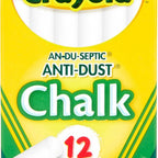 CRAYOLA Anti-Dust White Chalk 12 Count (Pack of 1) | Smooth Texture Makes Writing & Drawing on Blackboards Easy