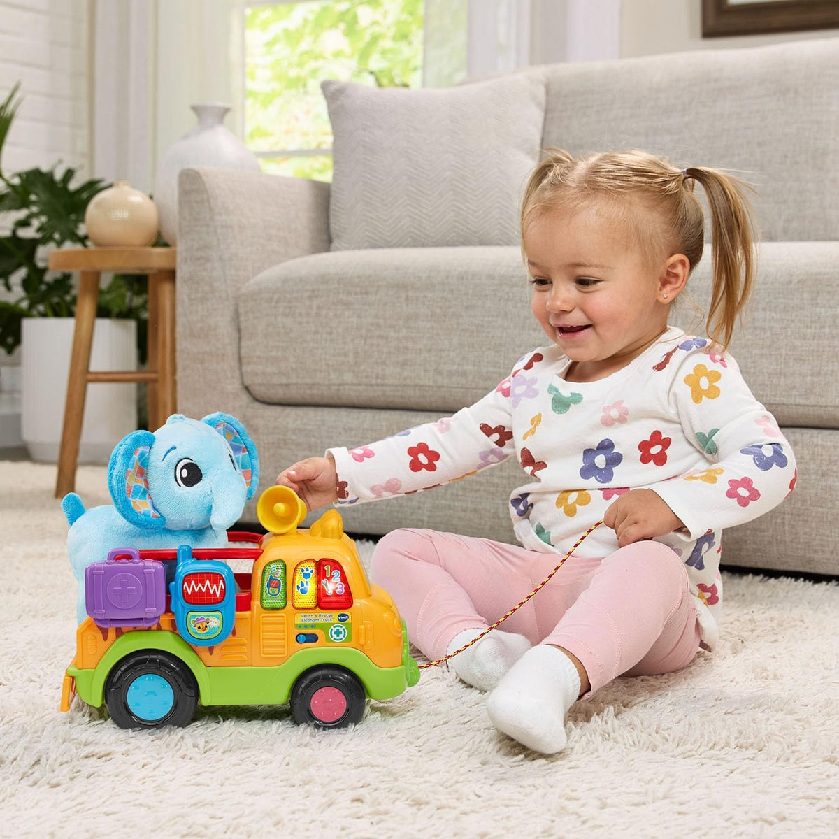 VTech Learn & Rescue Elephant Truck | Interactive Pull-Along Rescue Vehicle with Plush Elephant | Lights, Music & Role-Play Learning | Toddler Toy for Ages 12–36 Months