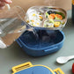 Kids Lunch Box with Stainless Steel Material, 2 Compartment Food Container for Home Outdoor With Spoon, Bento Box Lunch Box Portable Lunch Tray (Blue)