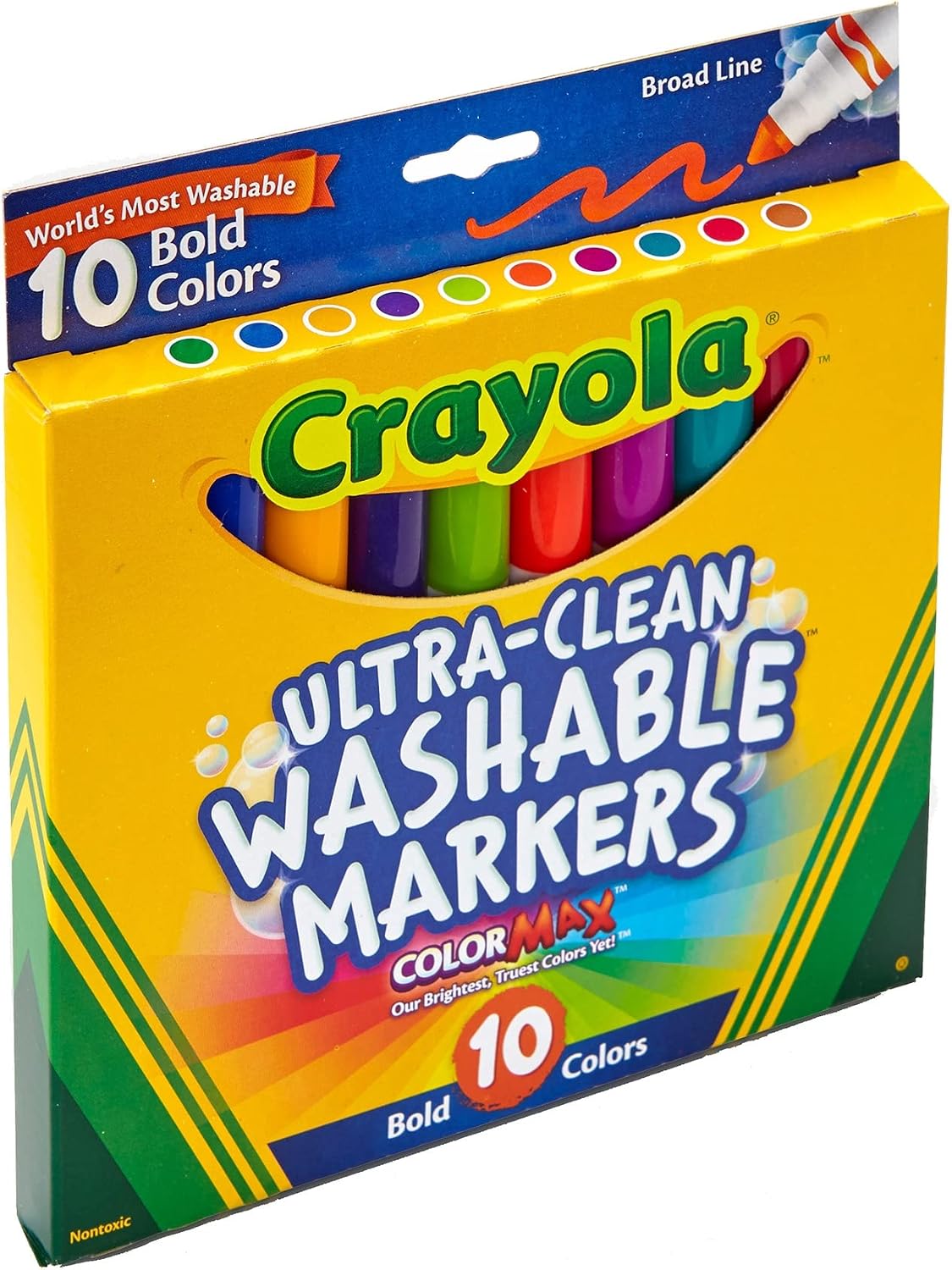Crayola 10CT Ultra Clean Washable Bold,Broad Line,CMax Mkr