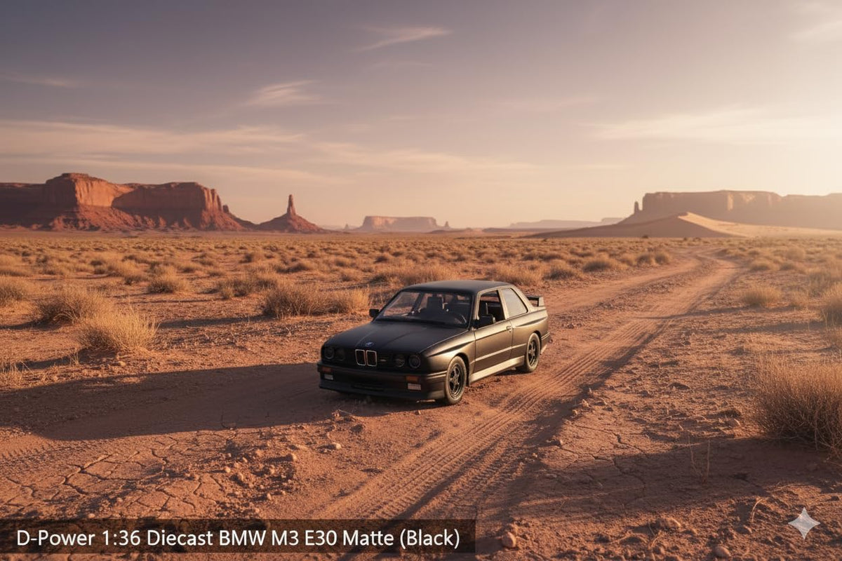 D-Power 1:36 Diecast BMW M3 E30 (1986-1991) Matte Black – Collectible Miniature Car Model
