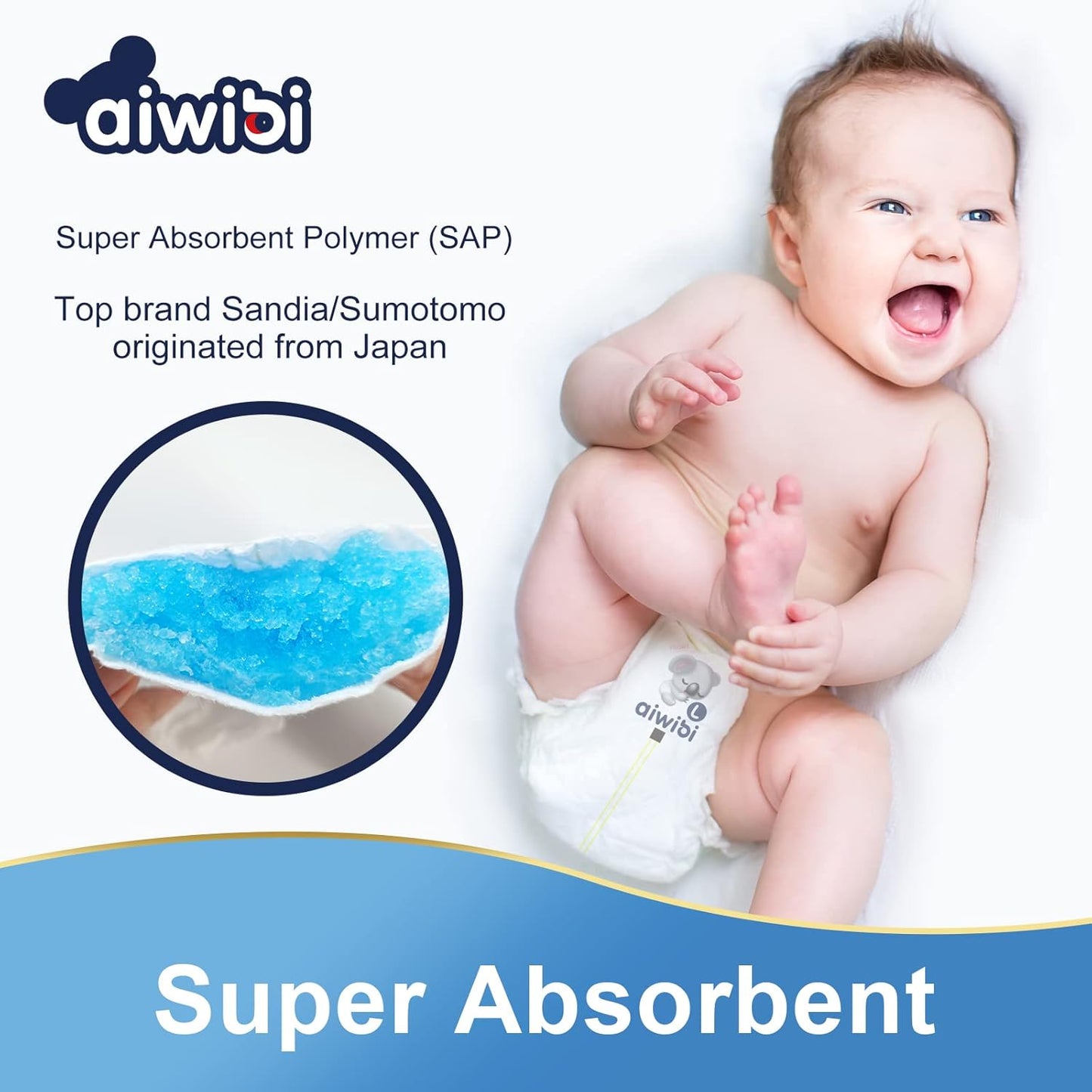 Aiwibi Ultra-thin premium baby pants diaper, cotton-like, anti-irritation,size L (9-14 kg) 44 counts
