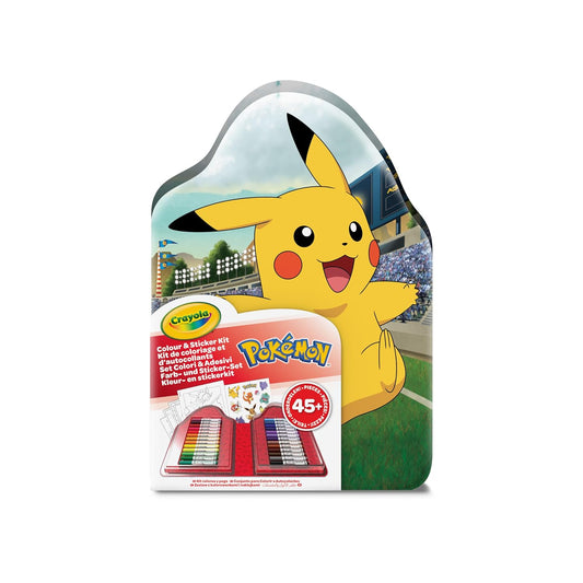 CRAYOLA - Case with Colours & Stickers Pokémon, Felt Pen Set, Colouring Pages, Stickers, 45 Pieces, Creative Gift for Children from 5 Years