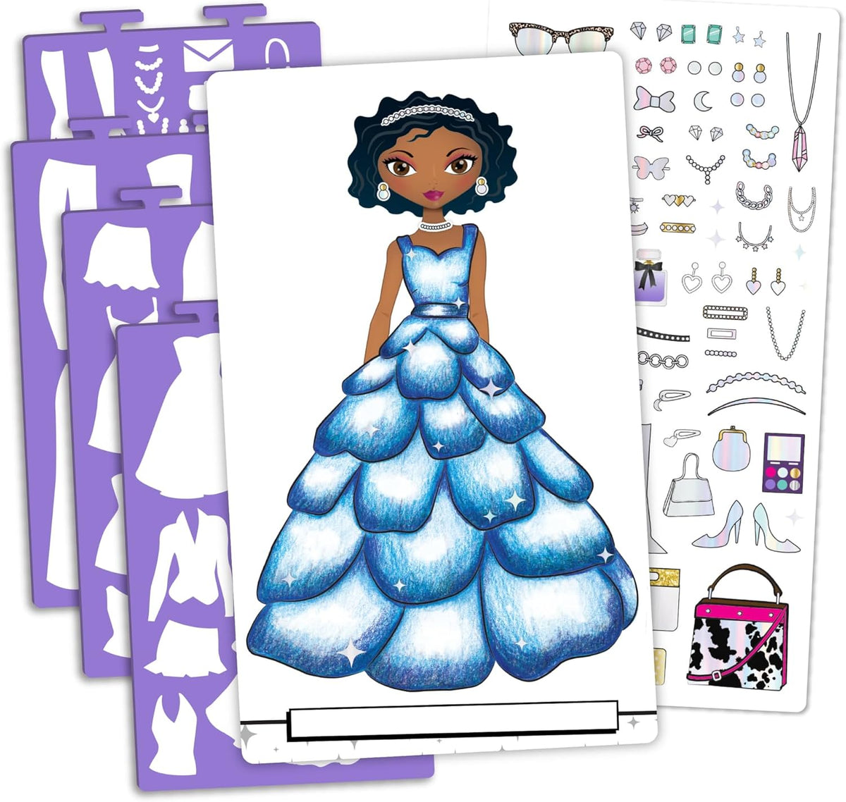 Crayola Creations Glam Fashion Set – 30-Page Drawing & Activity Kit with Stencils and Stickers | Create Your Own Fashion Collection | Creative Art Set for Girls Ages 8+