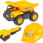 D-power - Teamsterz  JCB 10" Dump Truck Sand Tool and Helmet Playset | Construct the ultimate playtime | Design free-moving wheels for push-along fun | Suitable for children aged 3 + and above