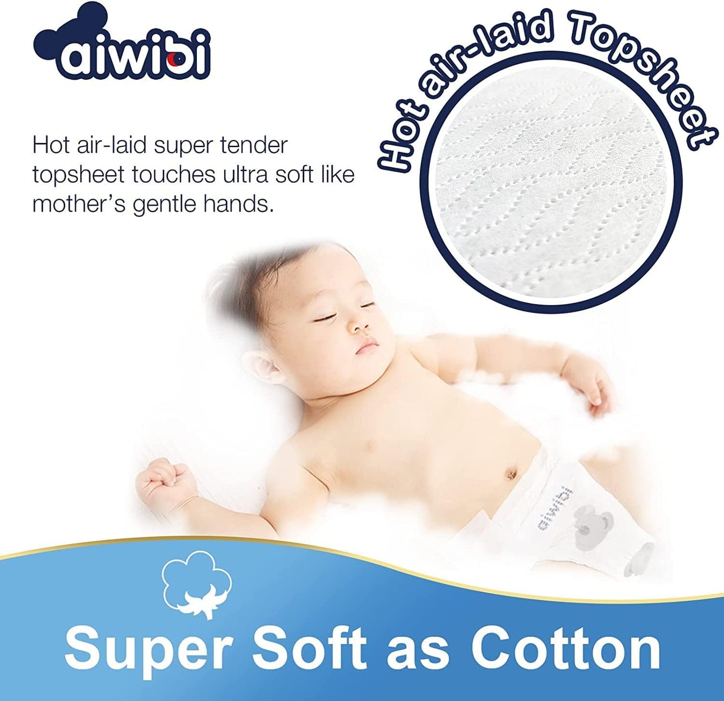 Aiwibi 2 Pack Ultra-Thin baby Diapers Extra Soft And Eco-friendly anti-irritation Premium Baby Diapers Size (S 4-8kg)