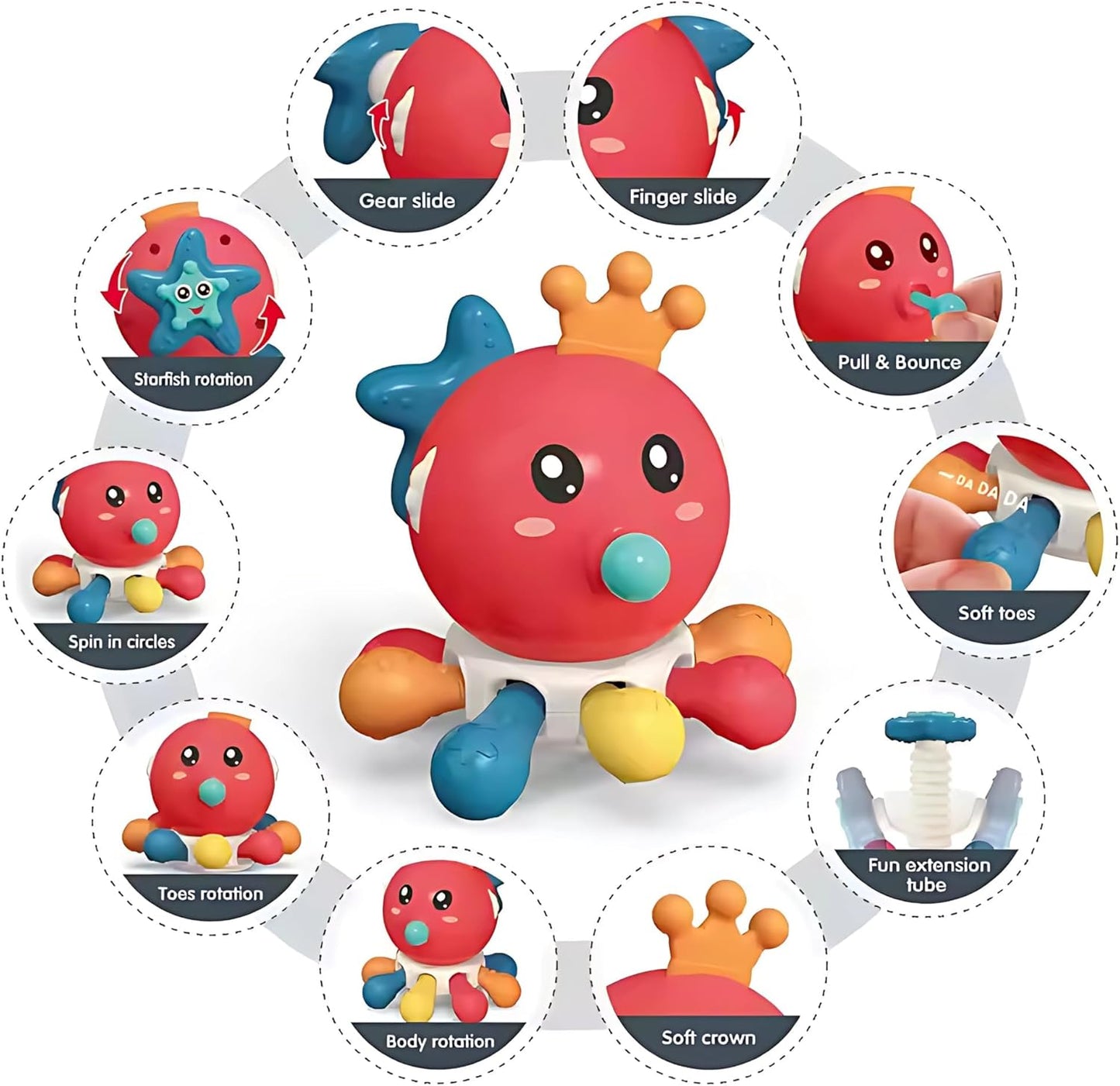 Baby Sensory & Montessori Toys – Developmental Teething, Fidget & Activity Toys for Infants & Toddlers, Fine Motor Skill & Learning Playsets Multiple Styles (TOY-006-Red)