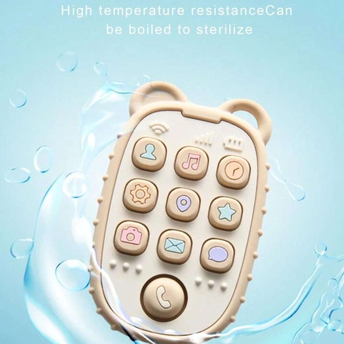 Baby Teether Phone Toy – Soft Silicone Mobile Phone Shape Teething Toy for Infants – BPA-Free, Food-Grade, Safe & Fun Oral Care Teether for Babies 3+ Months – Cute Mobile Design (Cream)
