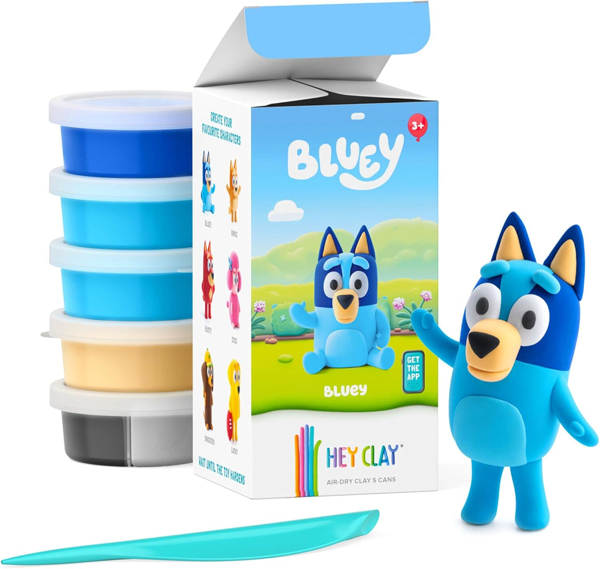 Hey Clay - LUCKY. Colorful modeling air-dry clay, 5 cans with fun interactive app for kids aged 3+ years.
