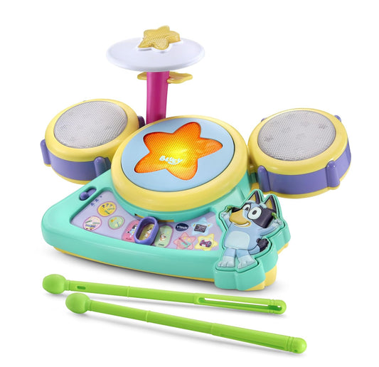 VTech Bluey Hooray Drum Set with Light-Up Pads, Music & Rhythm Games (Ages 3+)
