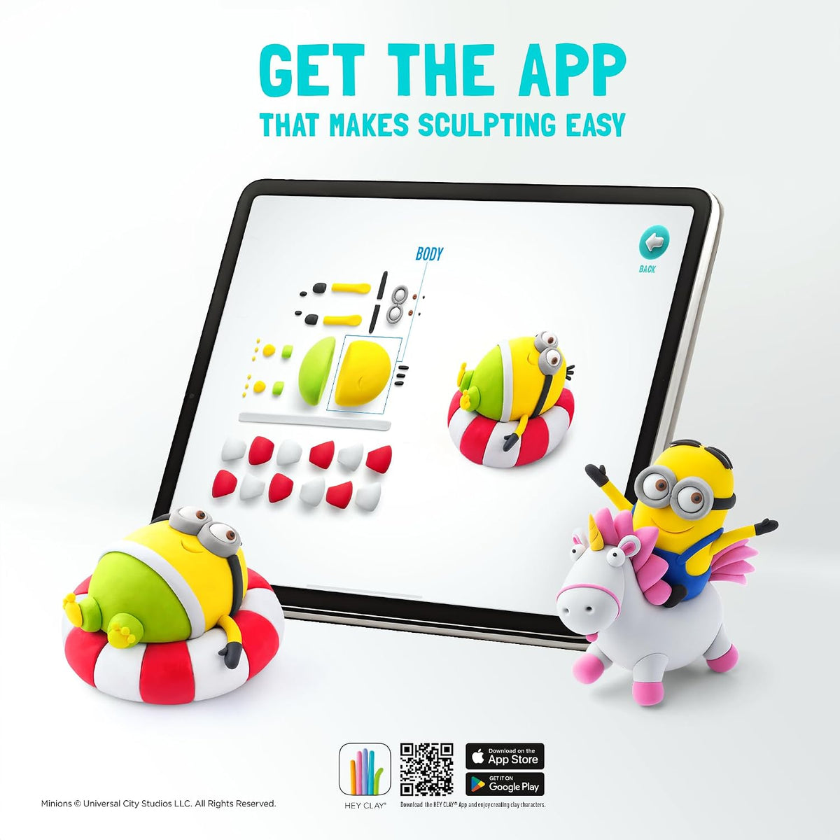 Hey Clay - Minions Evil Minion Colourful modelling air-dry clay, 5 cans with fun interactive app for kids 3 years +