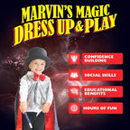 Marvin’s Magic Mini Dress Up Set – Kids Magician Costume & Magic Props Kit with Hat, Cape, Glow Wand & AR Bunny