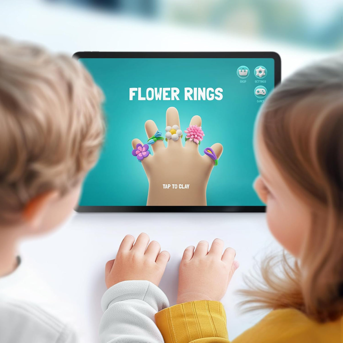 Hey Clay - Flower RINGS Colourful modelling air-dry clay, 3 cans with fun interactive app for kids 3 years +