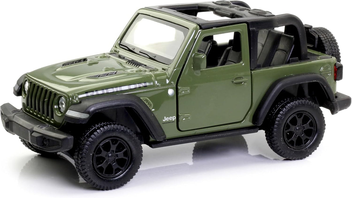 D-Power Diecast Jeep Rubicon 2021 – 1:36 Scale Model Car, Assorted Colors Green / Beige, 1 Piece, Pull Back Action, Collectible SUV Toy