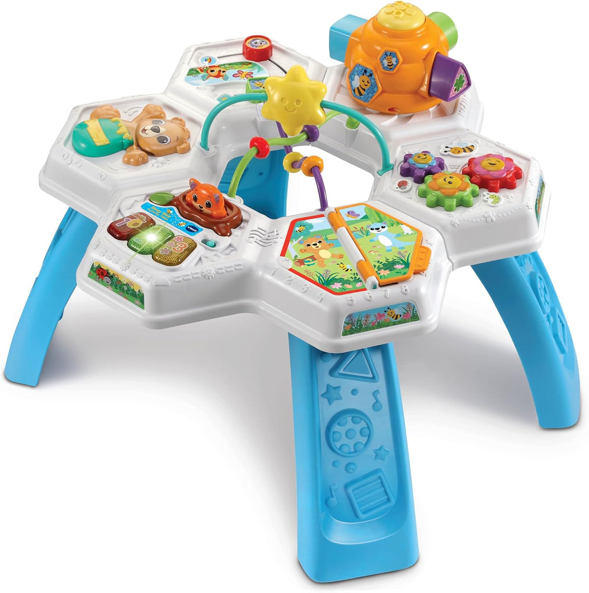 VTech Busy Bee 2-in-1 Activity Table with Music, Shape Sorter & Learning Zones for Babies & Toddlers