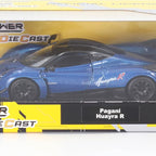 D-Power 1:36 Diecast Pagani Huayra R, Assorted Colors Blue / Green, 1 Piece– Model Car with Pull Back Action, Collectible Supercar Toy