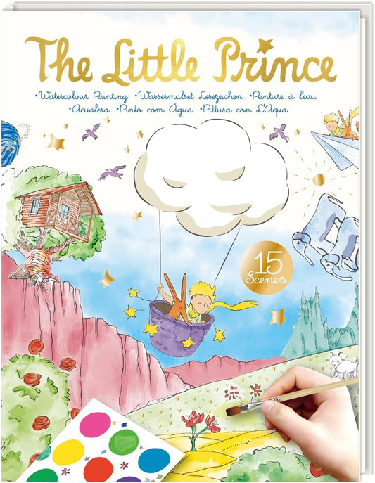 Avenir - The Little Prince Magic Water Painting Set – 6 Reusable Cards, 140 Removable Stickers & Refillable Pen | Mess-Free Water Coloring Book for Kids | Travel Art Toy