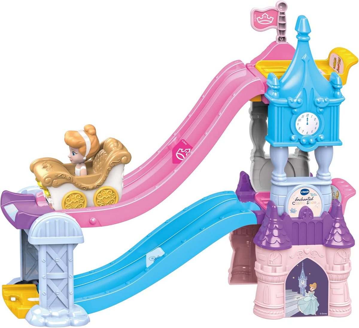 Vtech - Toot-Toot Drivers Enchanted Castle Slide, Disney Princess Playset - Multicolour | with Included Cinderella Vehicle, Lights, Phrases, Songs, Interactive | Ideal for ages 1-5 + up