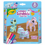 Crayola Scribble Scrubbie Pastel Pets, 3 Count – Washable Pet Toy Set with Markers & Brush, Creative Gift for Kids Ages 3+