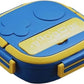 Kids Lunch Box with Stainless Steel Material, 2 Compartment Food Container for Home Outdoor With Spoon, Bento Box Lunch Box Portable Lunch Tray (Blue)