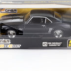 D-Power 1:36 Diecast Chevrolet Camaro 1969 – Matte Black, Pull Back, Classic Muscle Car Collectible Model