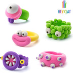 Hey Clay - SWEET RINGS Colourful modelling air-dry clay, 3 cans with fun interactive app for kids 3 years +