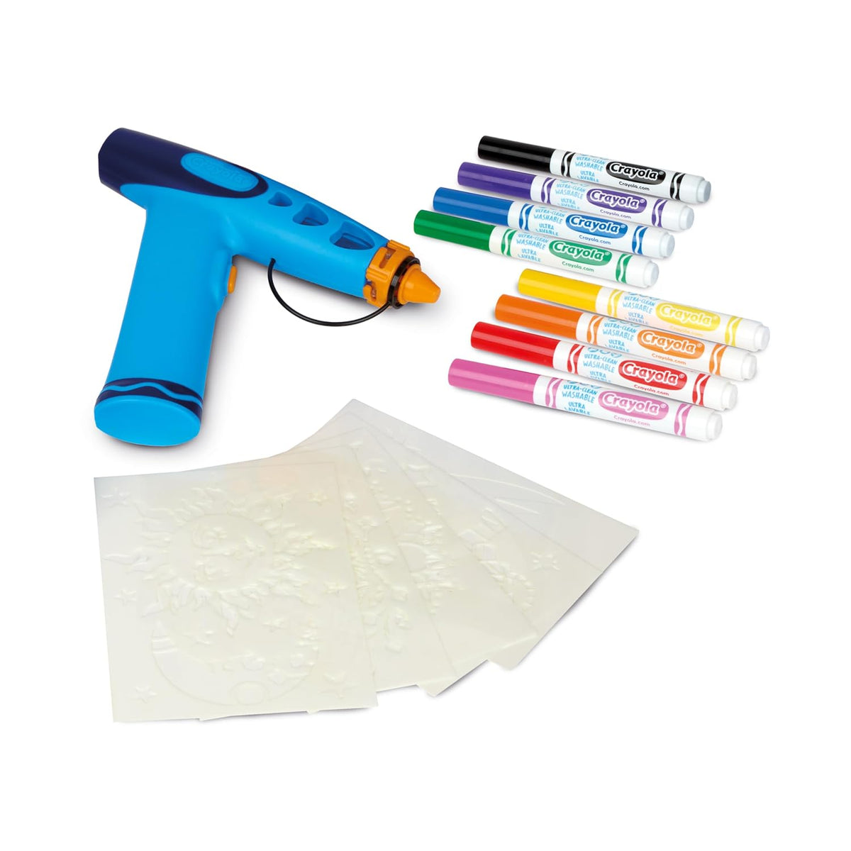 Crayola Marker Airbrush - Creative Airbrush for Kids with 8 Washable Felt Tip Pens and 5 Stencils, Educational Toy for Artistic Activities, Ages 6 Years
