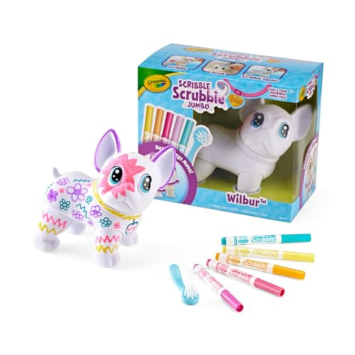 Crayola Scribble Scrubbie Jumbo, Large Posable Animal Toy, 6 Inches, Toy Cat for Girls & Boys, Animal Grooming Toy 3 years +