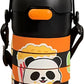 Stainless Steel Kids Puzzle Swirl Water Bottle with Straw & Strap Double Wall Vacuum Insulated Educational, Fun and Learning Water Bottle for Kids, Girls and Boys Leak Proof 430ml (Black)