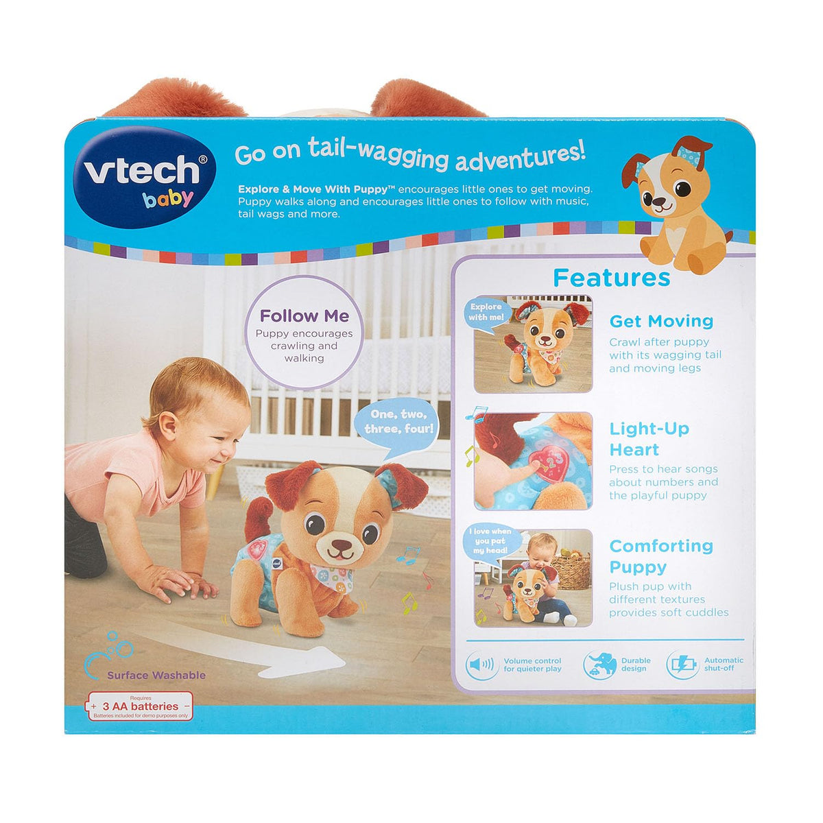 VTech Walking & Singing Plush Puppy Toy with Light-Up Button for Babies (6+ Months)