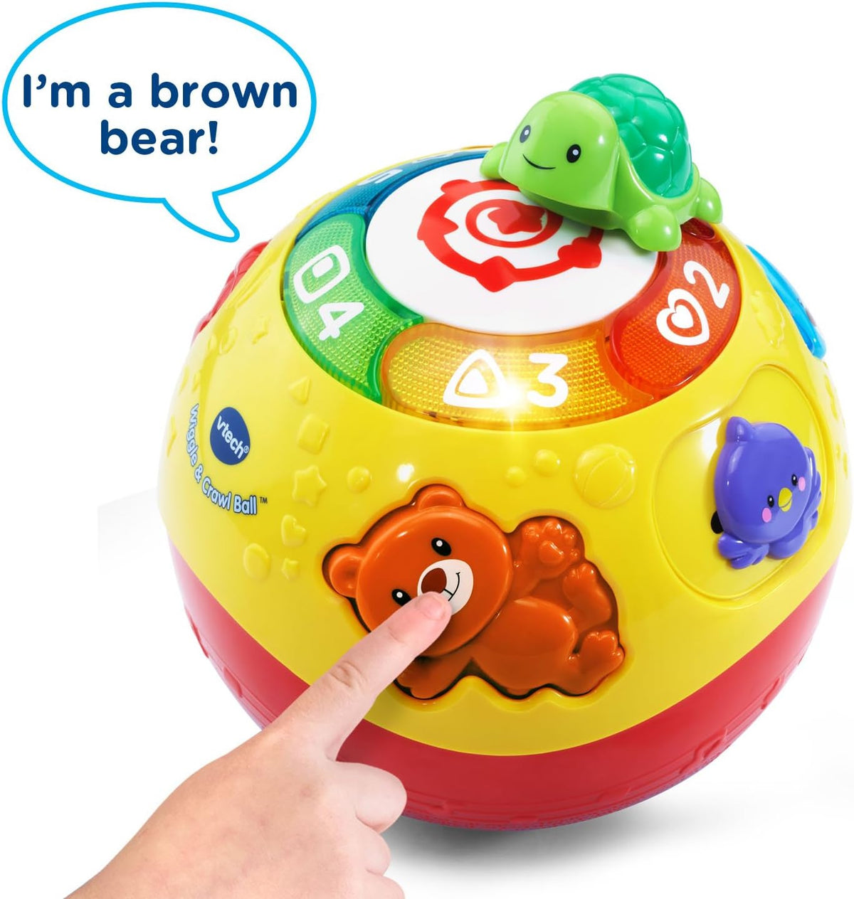 Vtech - Crawl & Learn Bright Magical Lights Ball - Multicolour | Moving ball! Press the chunky buttons to meet the animals, learn numbers, and hear 4 songs and 12 melodies | Suitable ages 6 m + up
