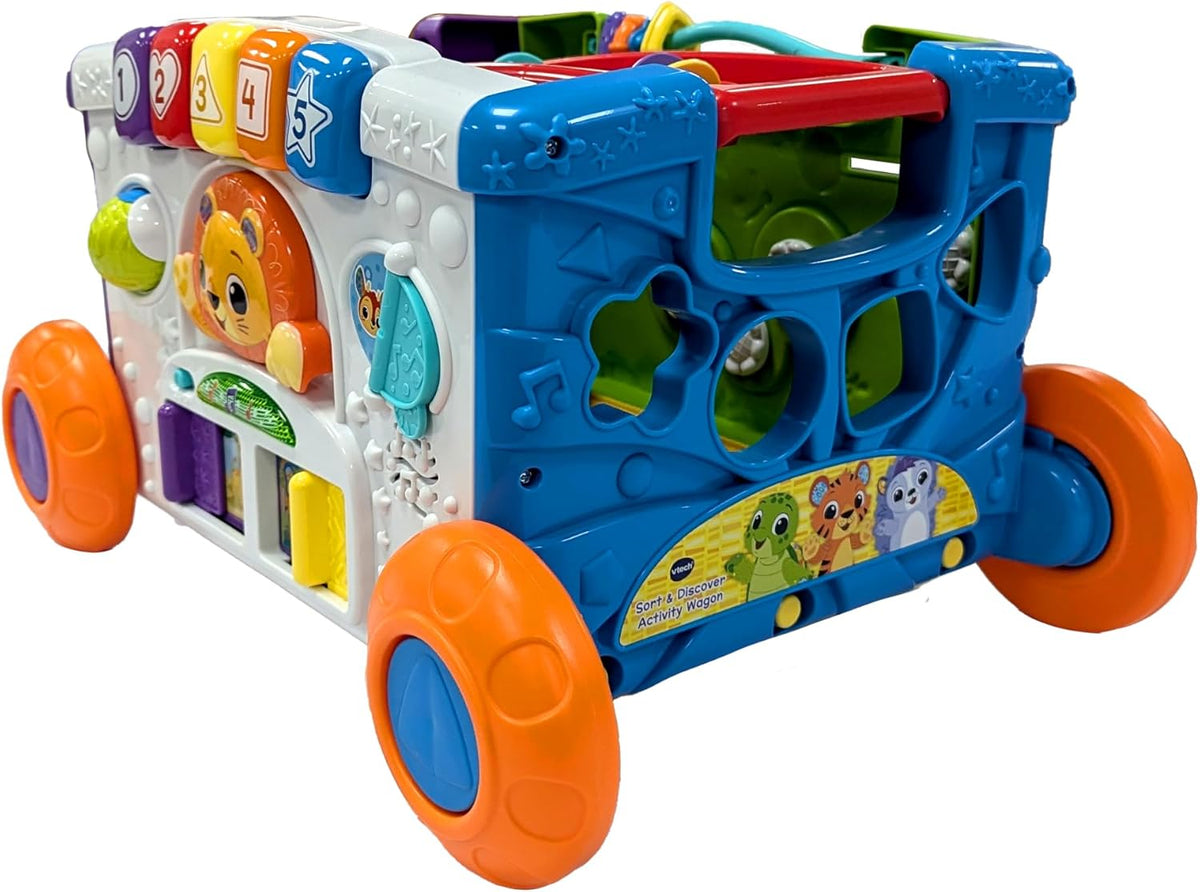 Vtech - Sort & Discover Activity Wagon - Multicolour | Load up and get ready to roll with four sides of play including an activity panel | Suitable ages 12m + up