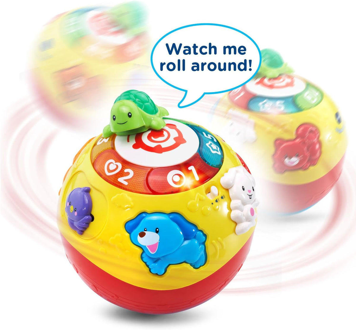 Vtech - Crawl & Learn Bright Magical Lights Ball - Multicolour | Moving ball! Press the chunky buttons to meet the animals, learn numbers, and hear 4 songs and 12 melodies | Suitable ages 6 m + up
