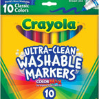Crayola 10 Count Ultra-Clean Washable Classic, Broad Line Markers