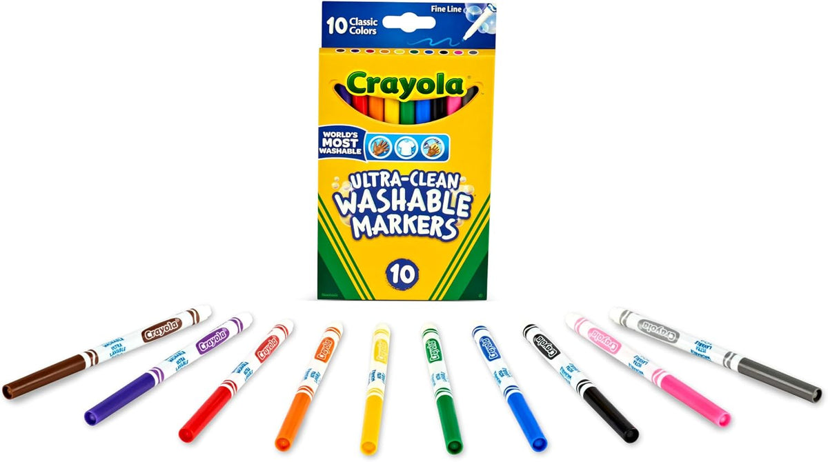 Crayola Ultra-Clean Markers, Fine Line, Classic Colors, Color Max Markers 10 count