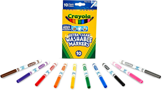 Crayola Ultra-Clean Markers, Fine Line, Classic Colors, Color Max Markers 10 count