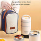 Double Soup Bowl Insulated Lunch Container Thermos Steel Food Jar with Spoon Stainless Steel 2 Compartment Leak Proof Airtight Lunch Container for Hot and Cold Food 710ml (White)