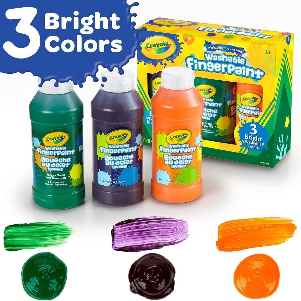 3 ct. 8-oz. Washable Fingerpaint, Bright Colors